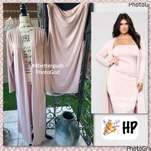New Set Fashion Nova Still Fallin For Him Dress & Open Cardigan Duster Mauve 2X